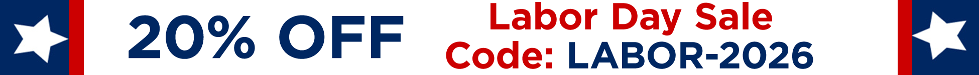 20% off. Use code LABOR-2026
