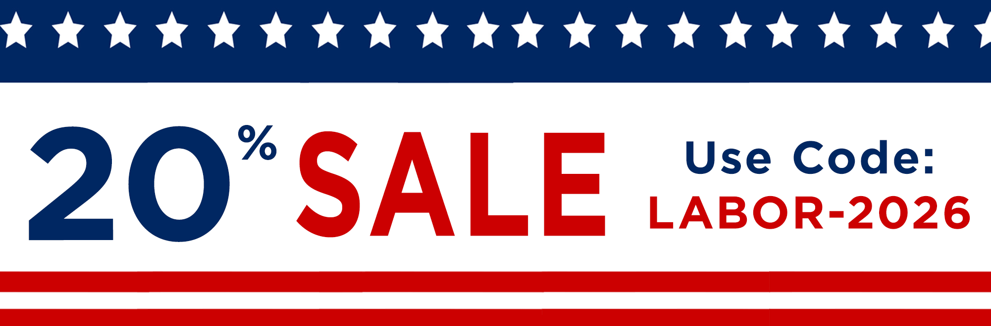 20% off. Use code LABOR-2026